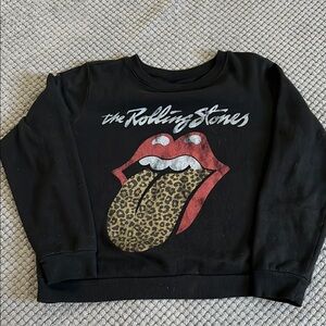 Rolling Stones Black Sweatshirt with Red and Leopard Print size small